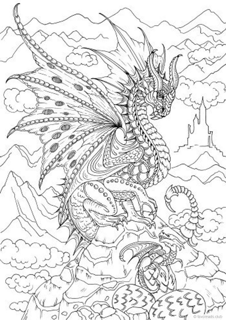 100+ Printable Realistic Dragon Coloring Pages Part 22