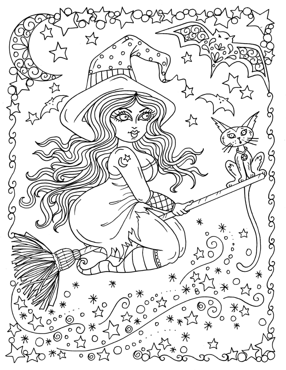 111+ Witch Hats Coloring Pages 40