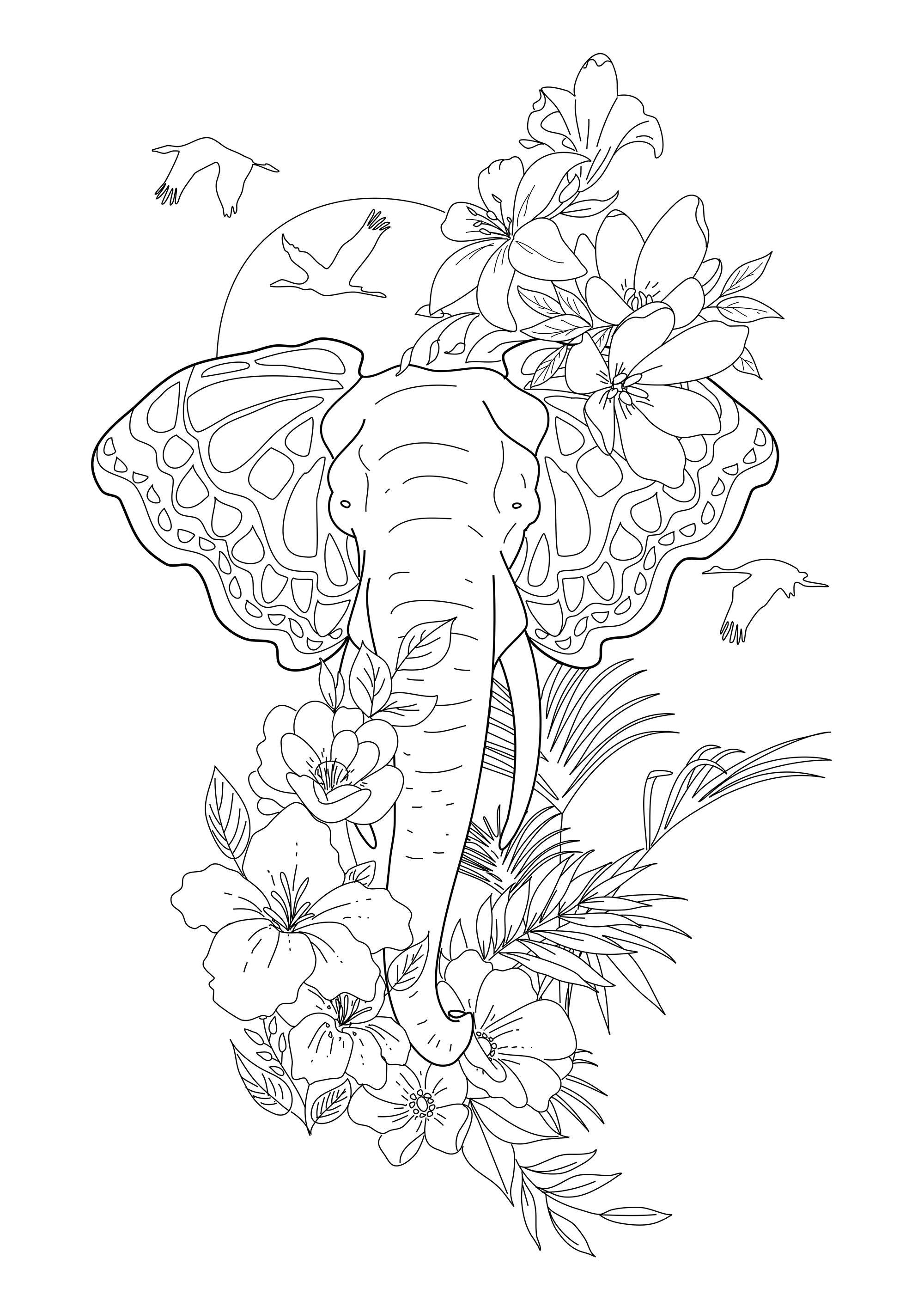 50+ Elephant Coloring Pages for Adults 101