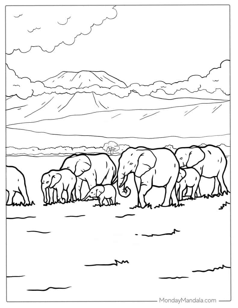 50+ Elephant Coloring Pages for Adults 119