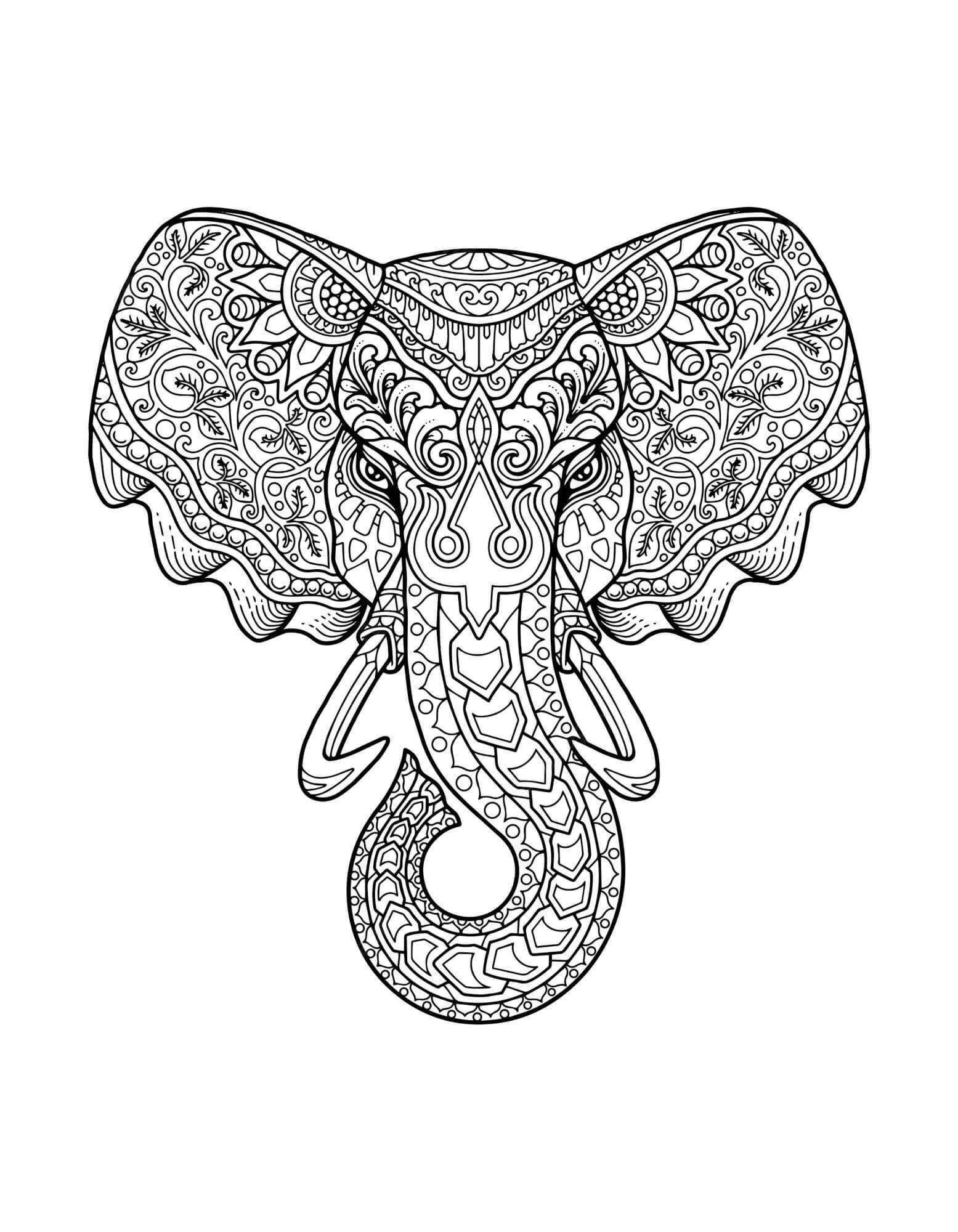 50+ Elephant Coloring Pages for Adults 122