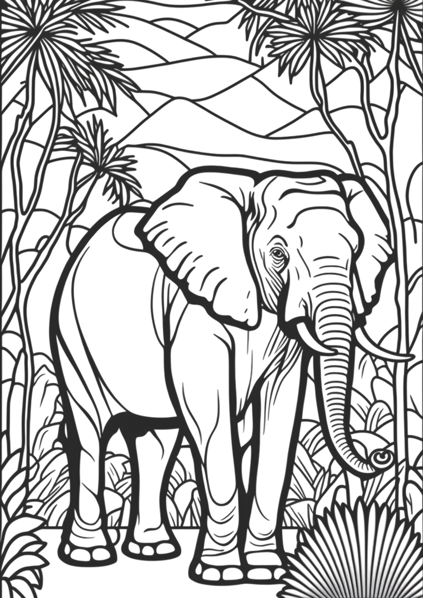 50+ Elephant Coloring Pages for Adults 129