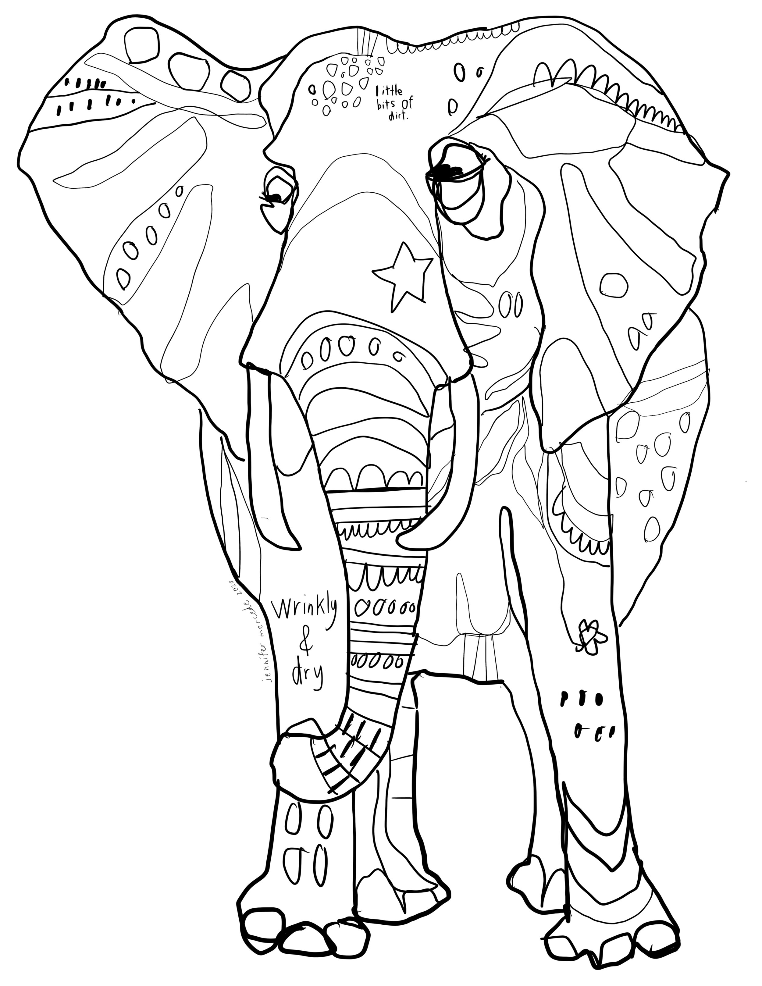 50+ Elephant Coloring Pages for Adults 130