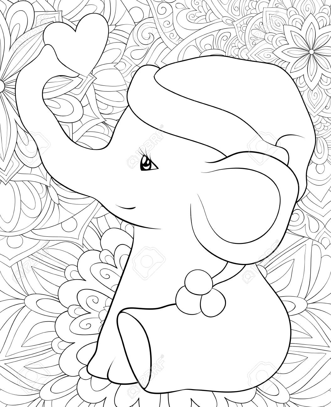 50+ Elephant Coloring Pages for Adults 132