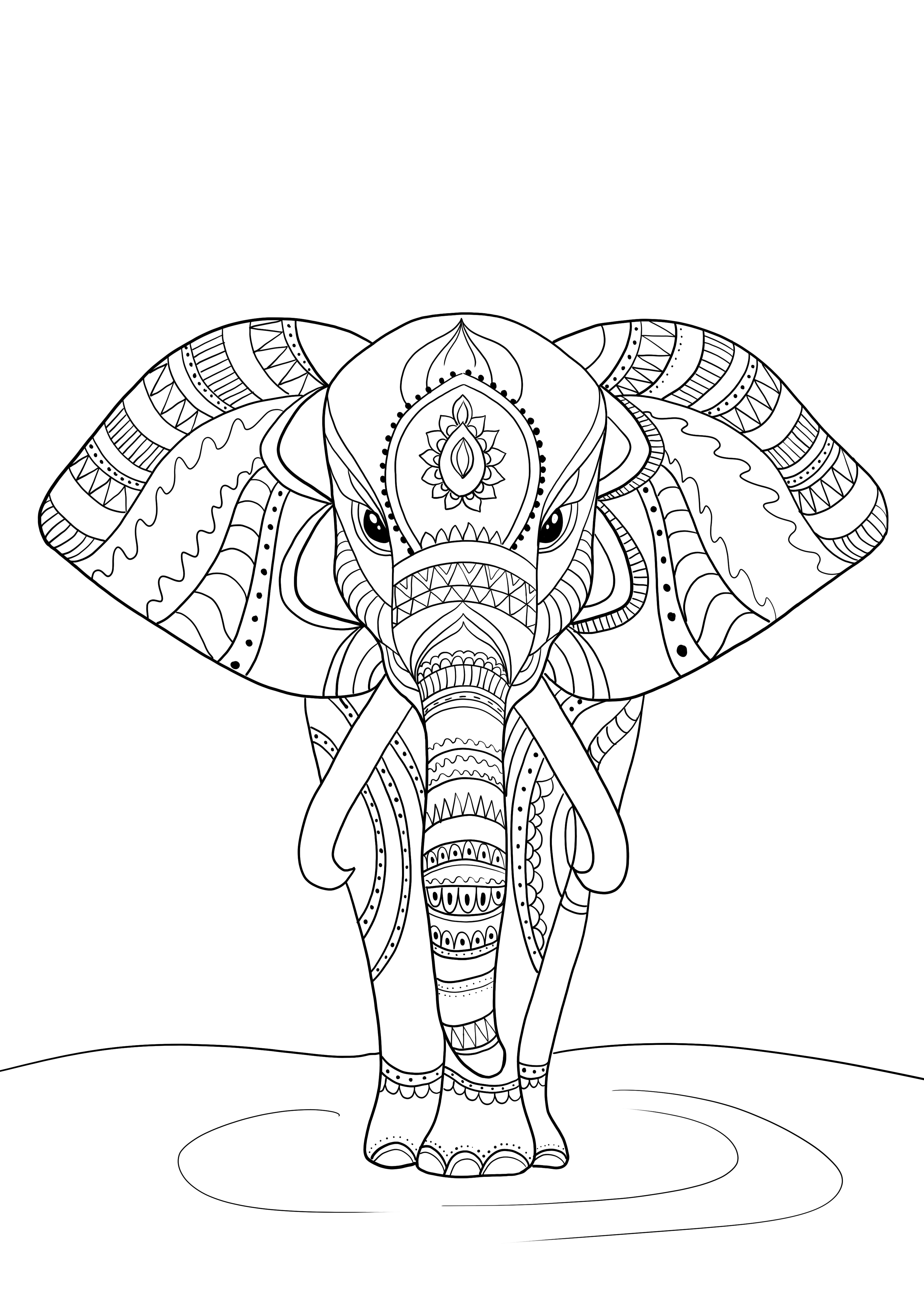 50+ Elephant Coloring Pages for Adults 137