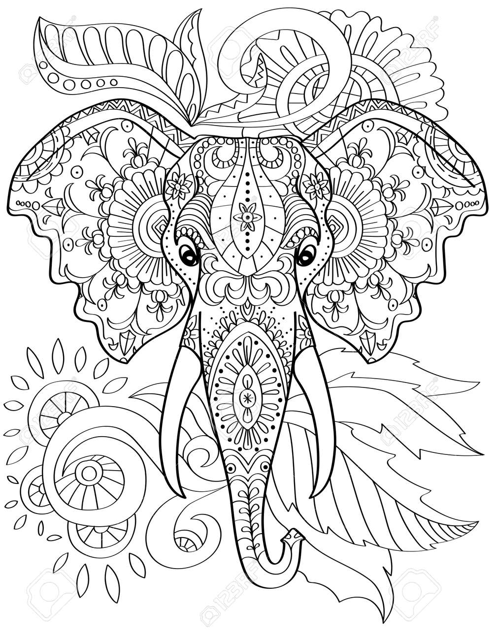 50+ Elephant Coloring Pages for Adults 139