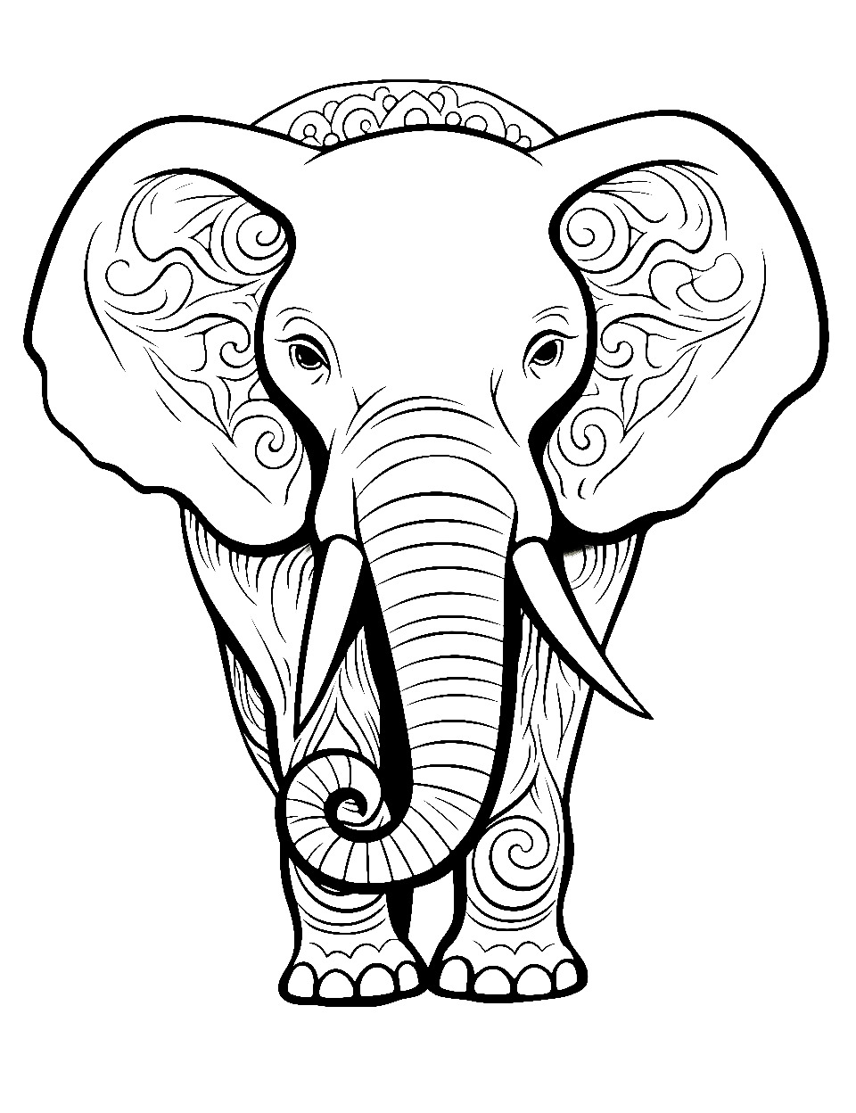 50+ Elephant Coloring Pages for Adults 142