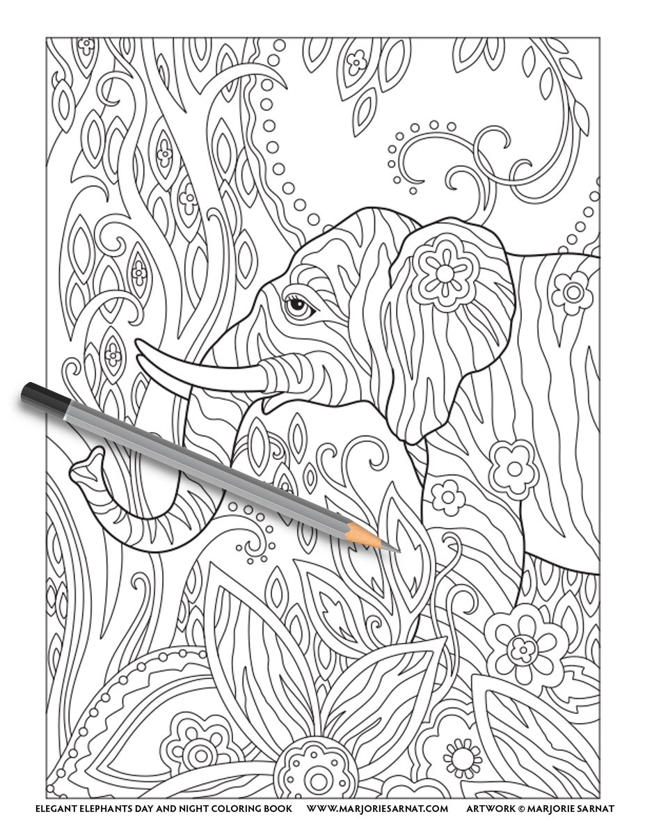 50+ Elephant Coloring Pages for Adults 152