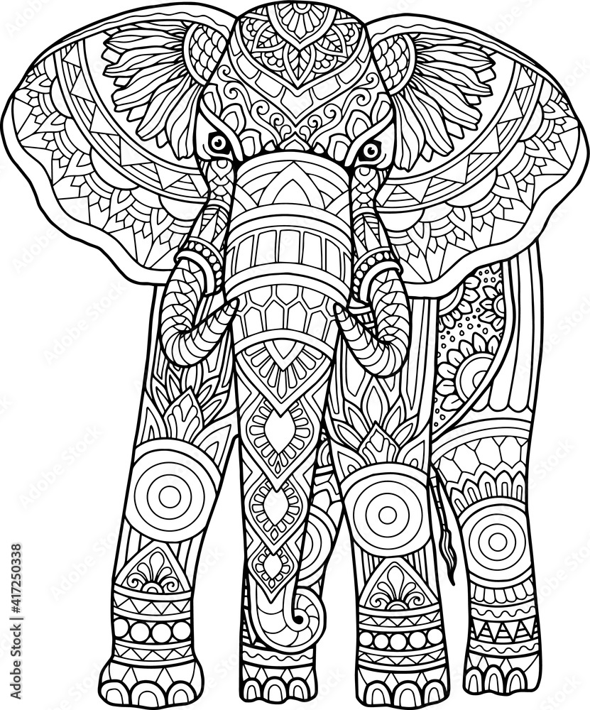 50+ Elephant Coloring Pages for Adults 153