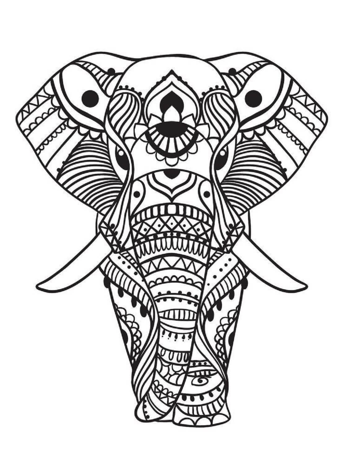 50+ Elephant Coloring Pages for Adults 155