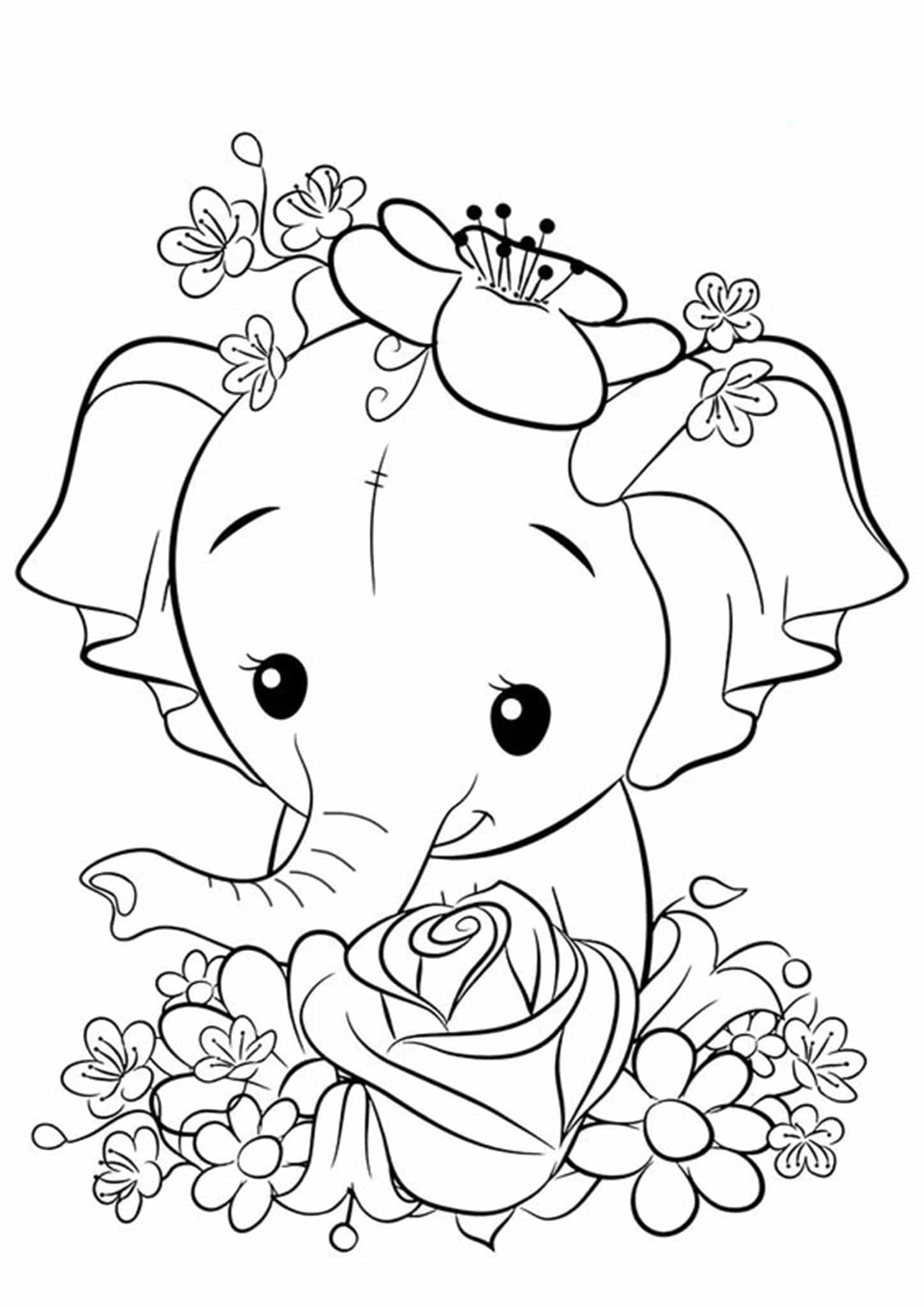 50+ Elephant Coloring Pages for Adults 19