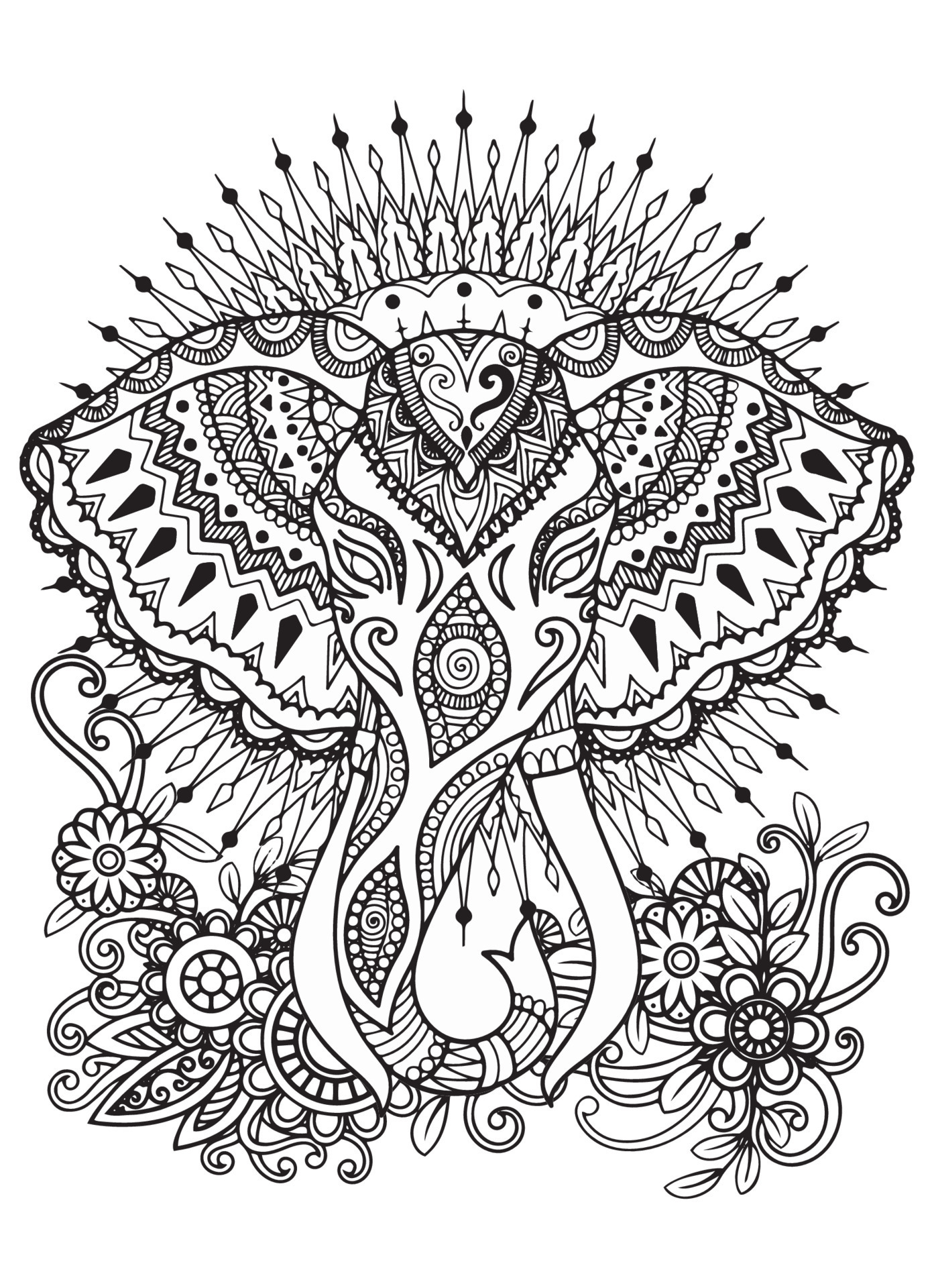 50+ Elephant Coloring Pages for Adults 26