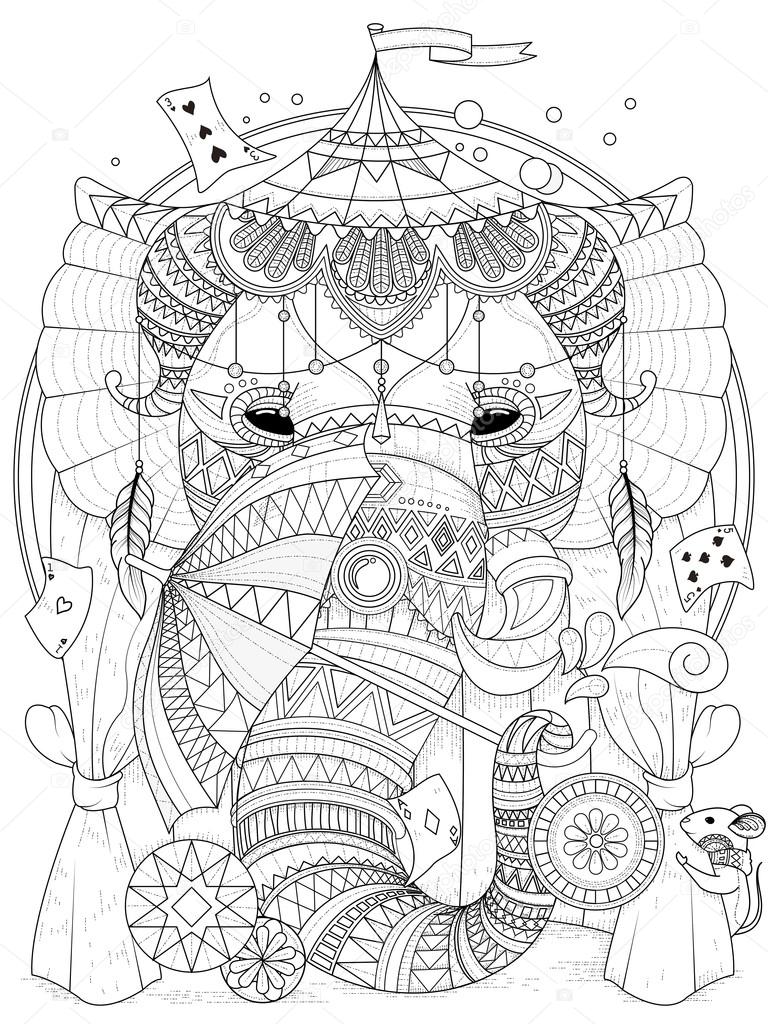 50+ Elephant Coloring Pages for Adults 3