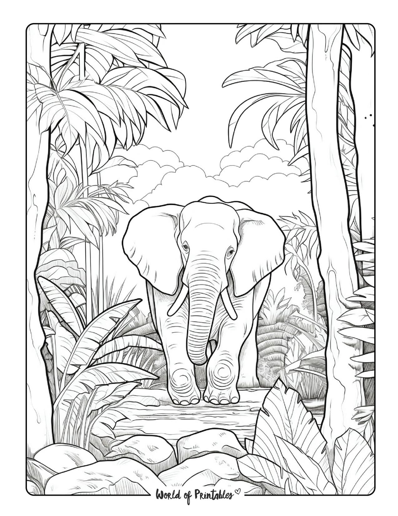 50+ Elephant Coloring Pages for Adults 34