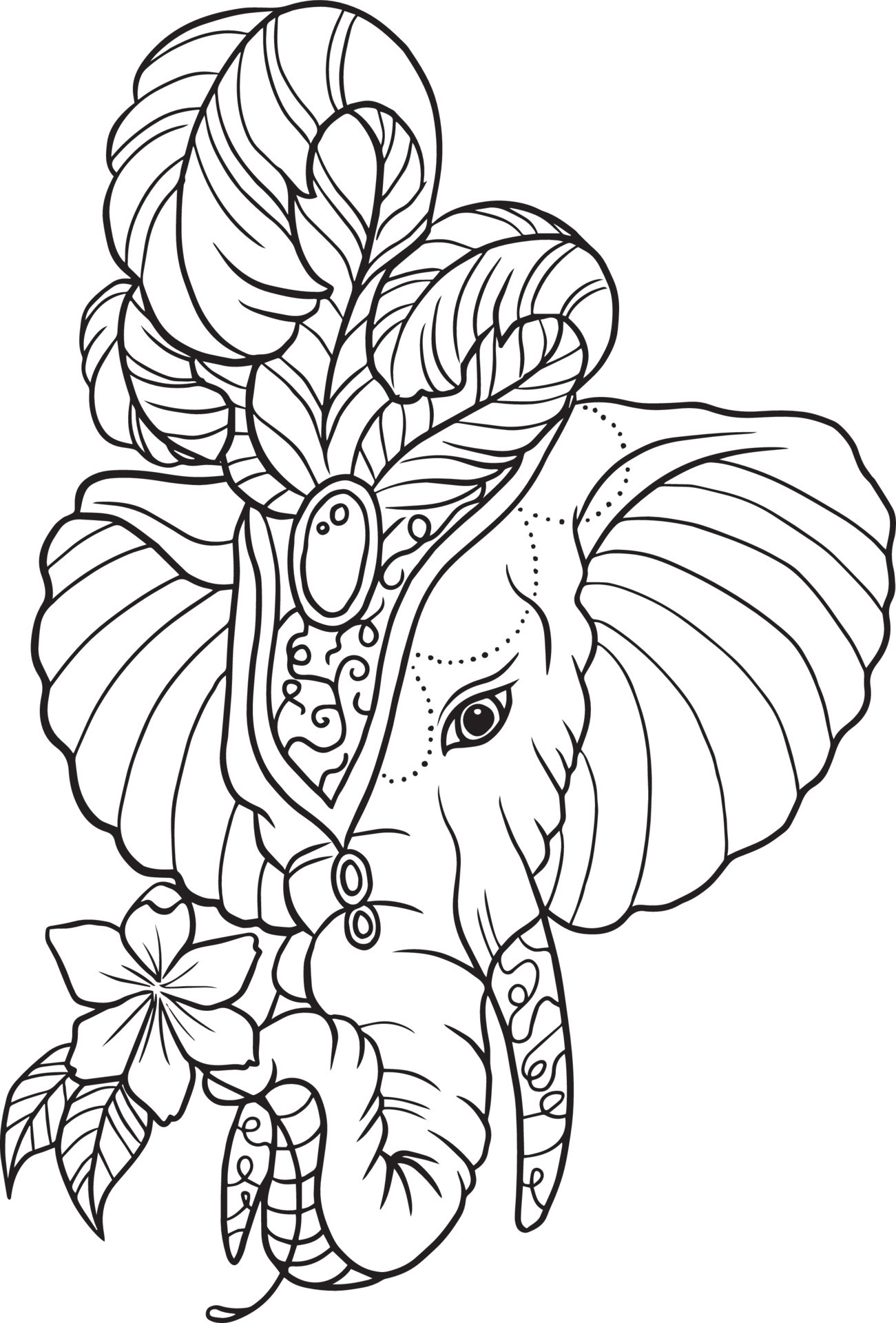 50+ Elephant Coloring Pages for Adults 48