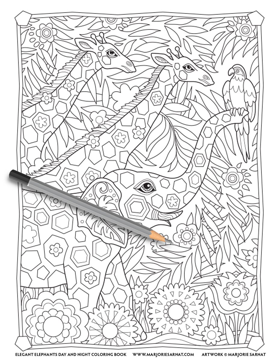 50+ Elephant Coloring Pages for Adults 65