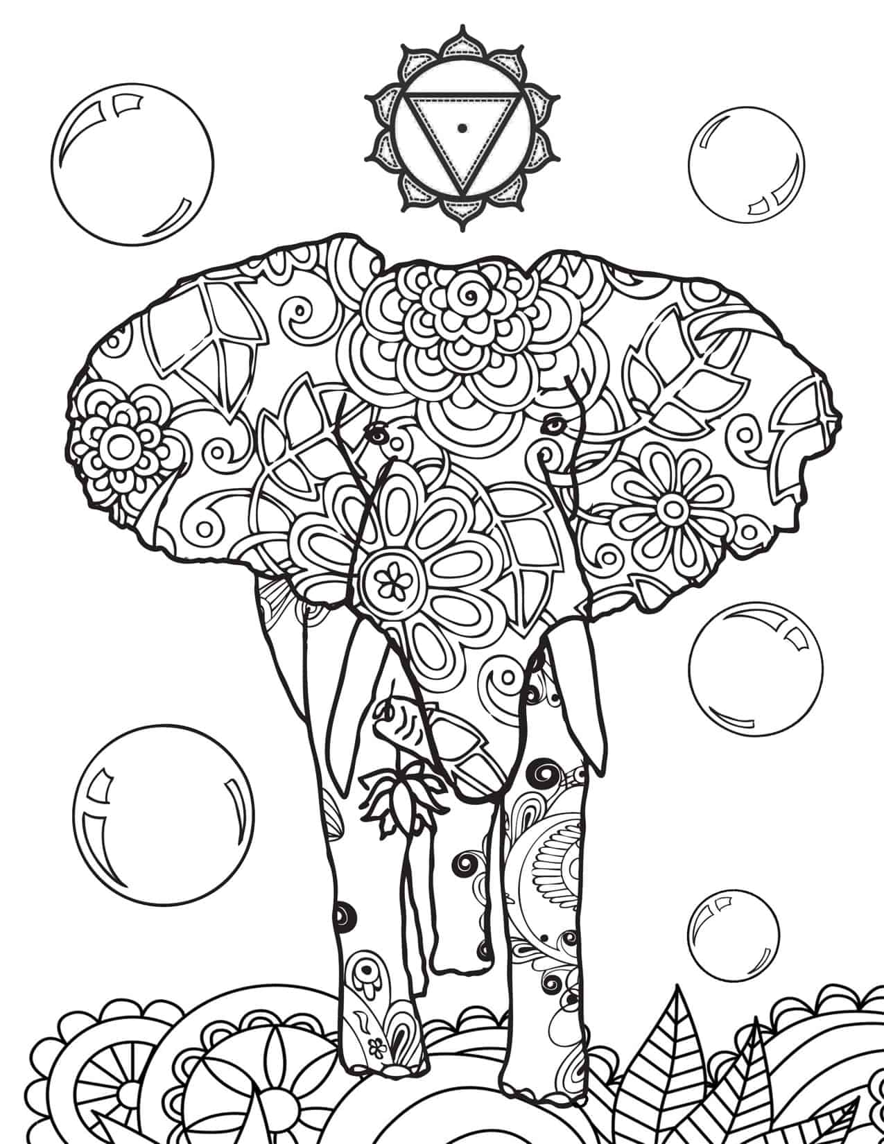 50+ Elephant Coloring Pages for Adults 66