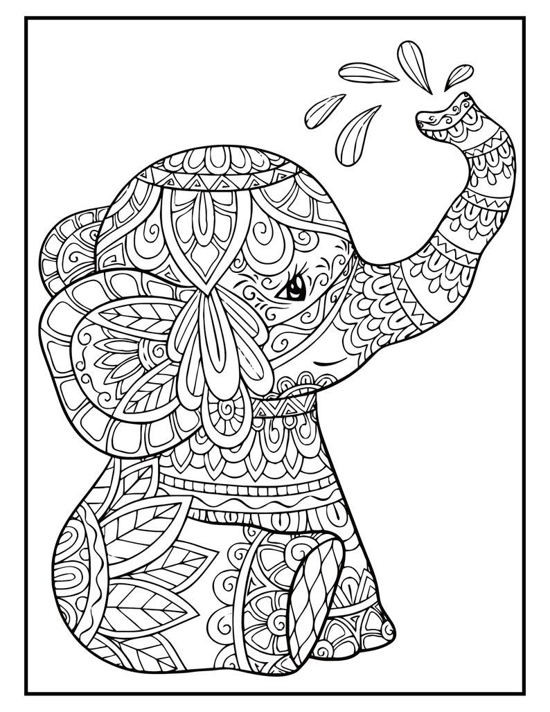 50+ Elephant Coloring Pages for Adults 85