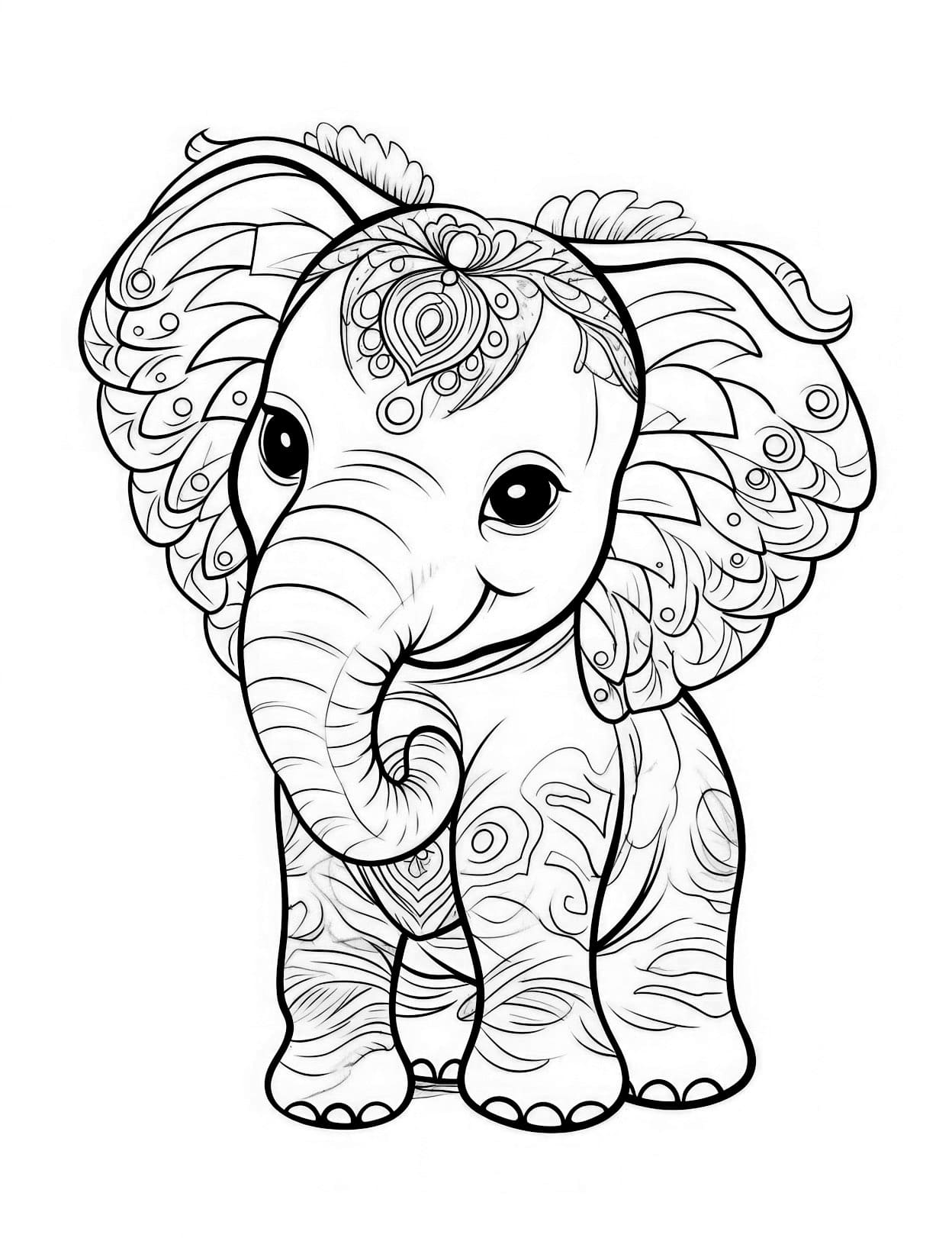 50+ Elephant Coloring Pages for Adults 86