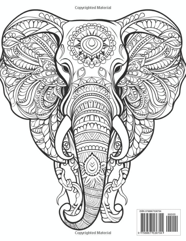 50+ Elephant Coloring Pages for Adults 90