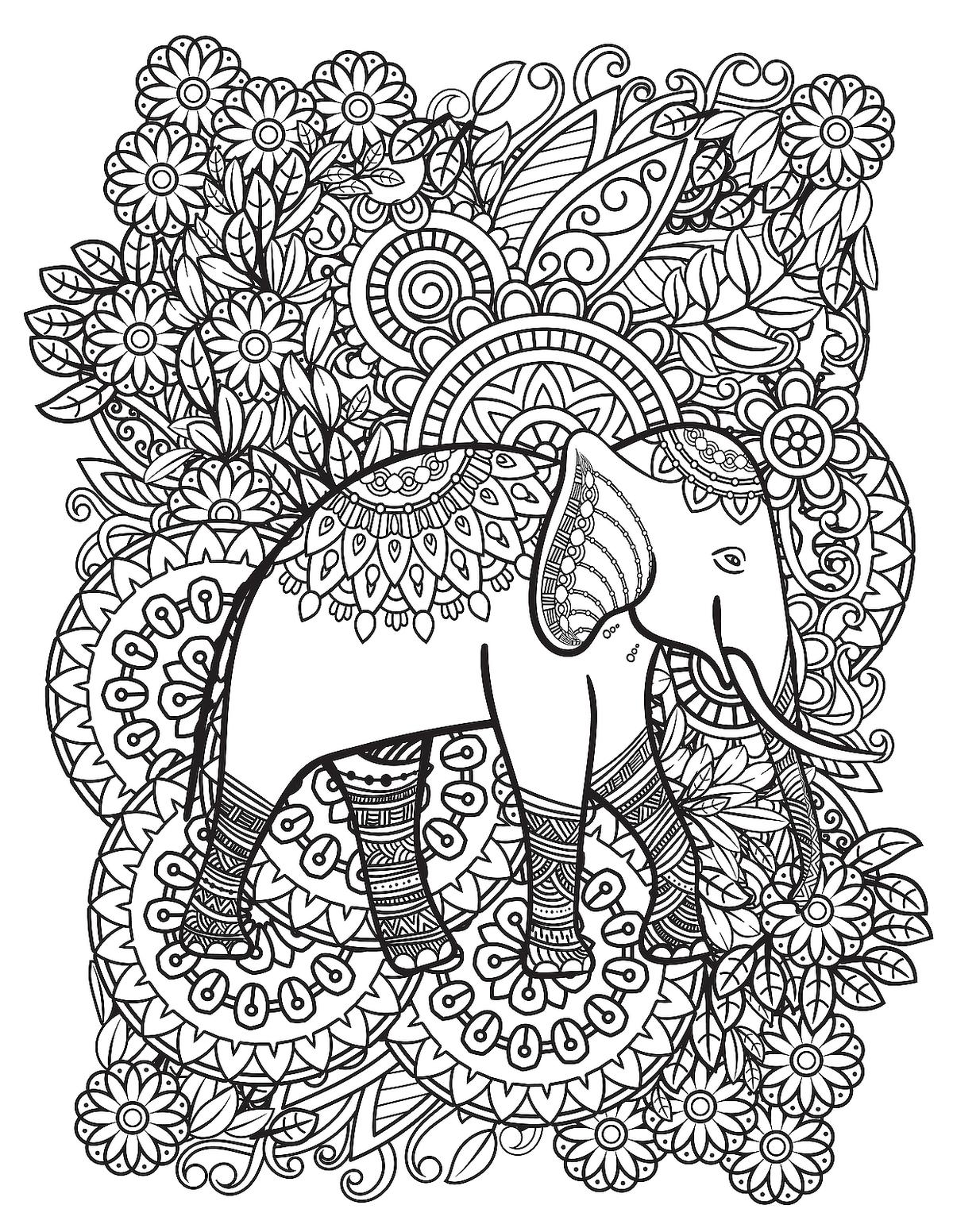 50+ Elephant Coloring Pages for Adults 91