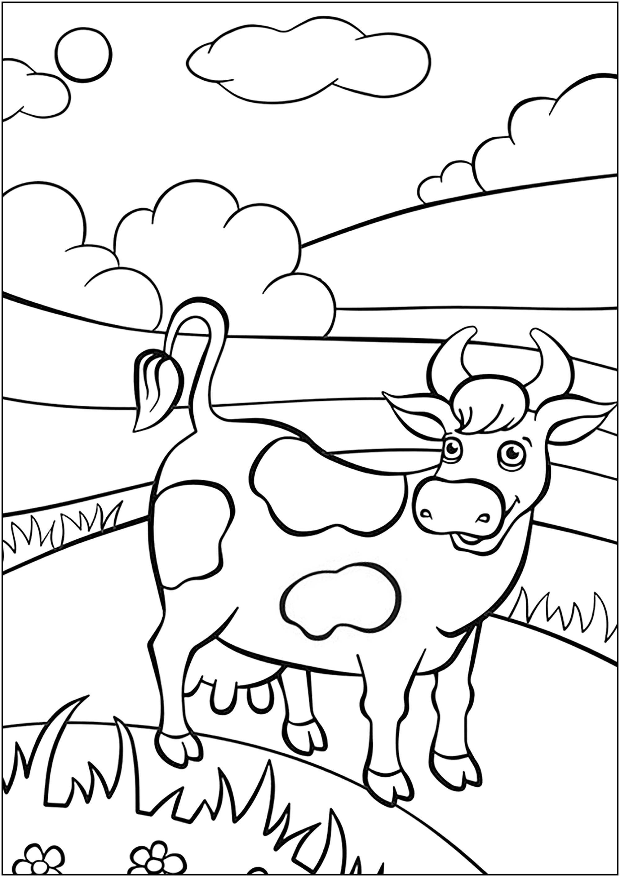 60 Cow Coloring Pages for Kids 114