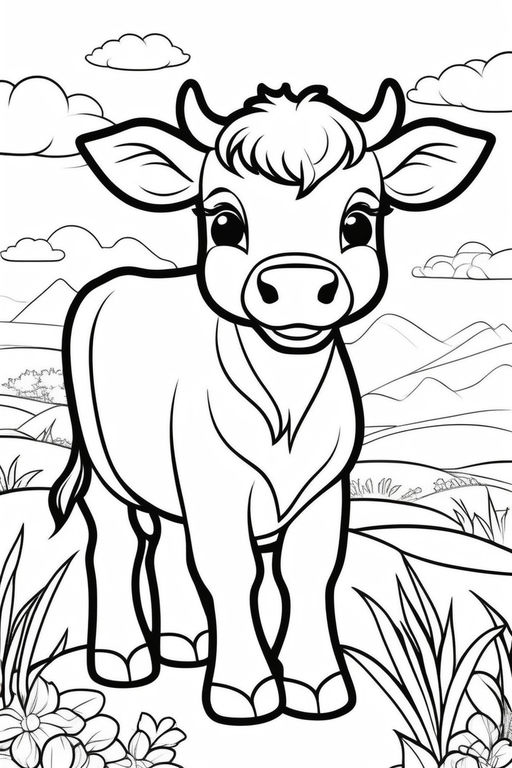 60 Cow Coloring Pages for Kids 119