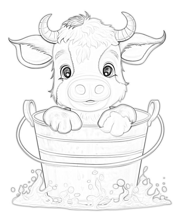 60 Cow Coloring Pages for Kids 134