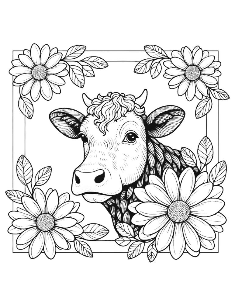 60 Cow Coloring Pages for Kids 136