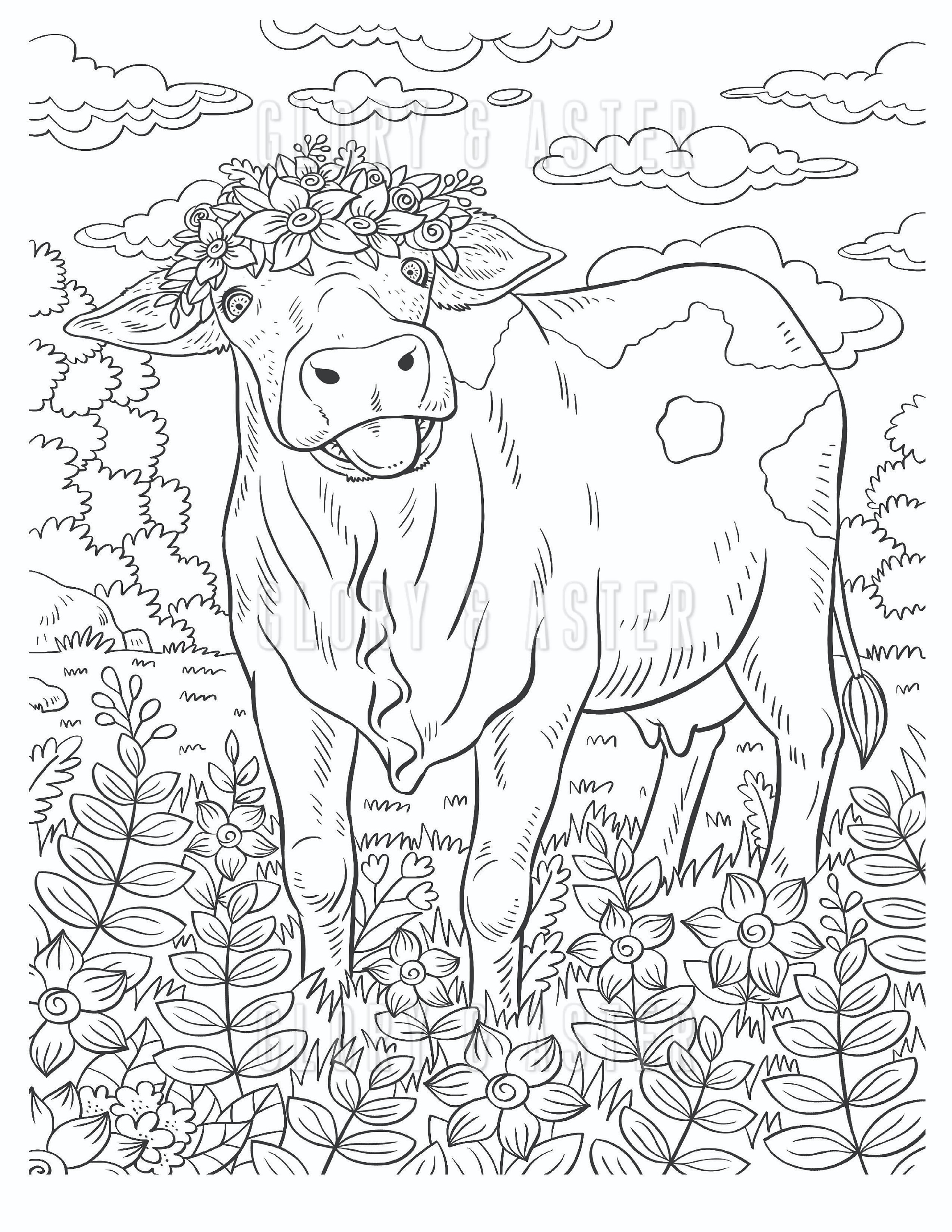 60 Cow Coloring Pages for Kids 161