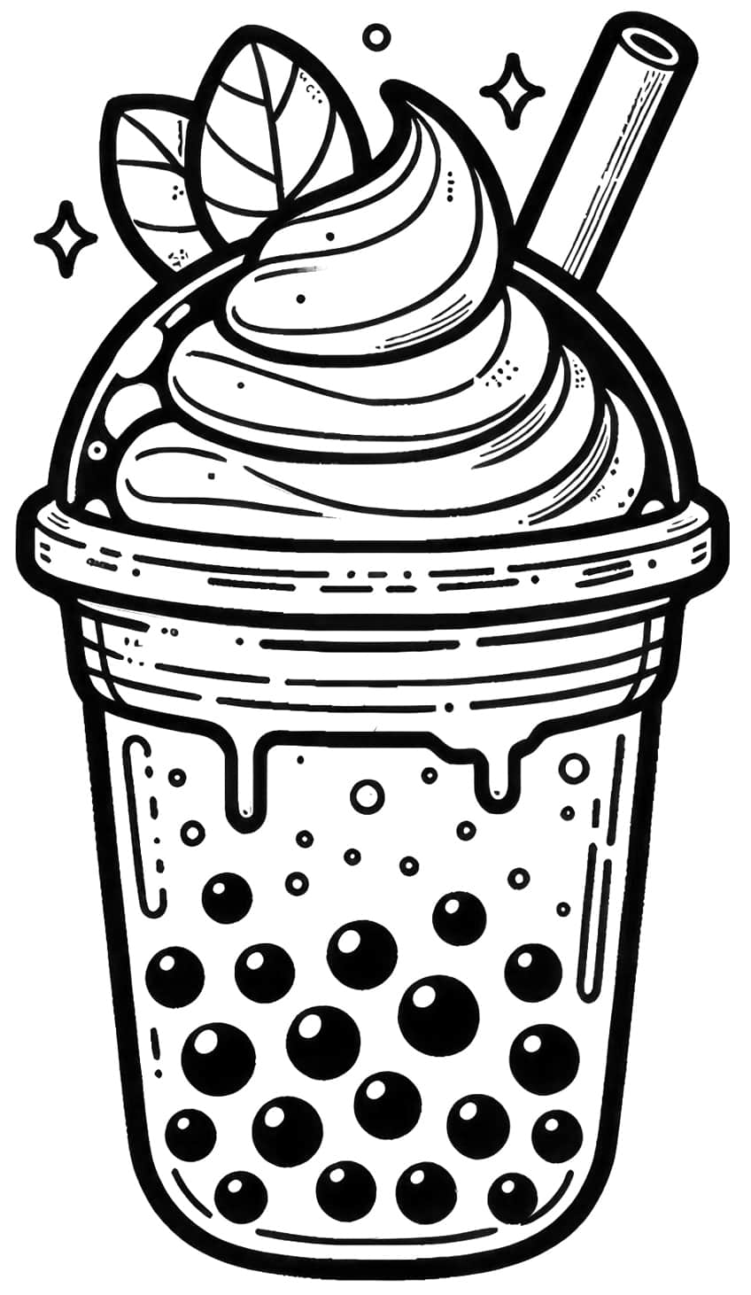 Kawaii Boba Coloring Pages for Adults Unique 6