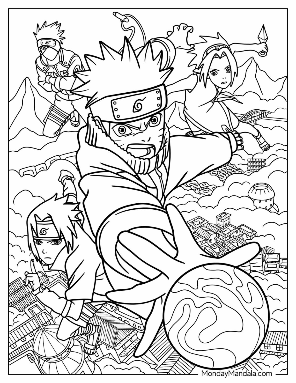 Naruto Coloring Pages: 190+ Ninja Adventure for Fans of the Hidden Leaf Village 135