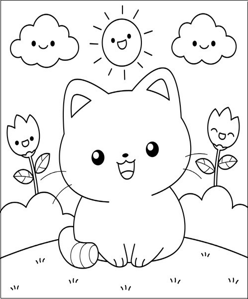 170+ Cute Cat Coloring Pages 135