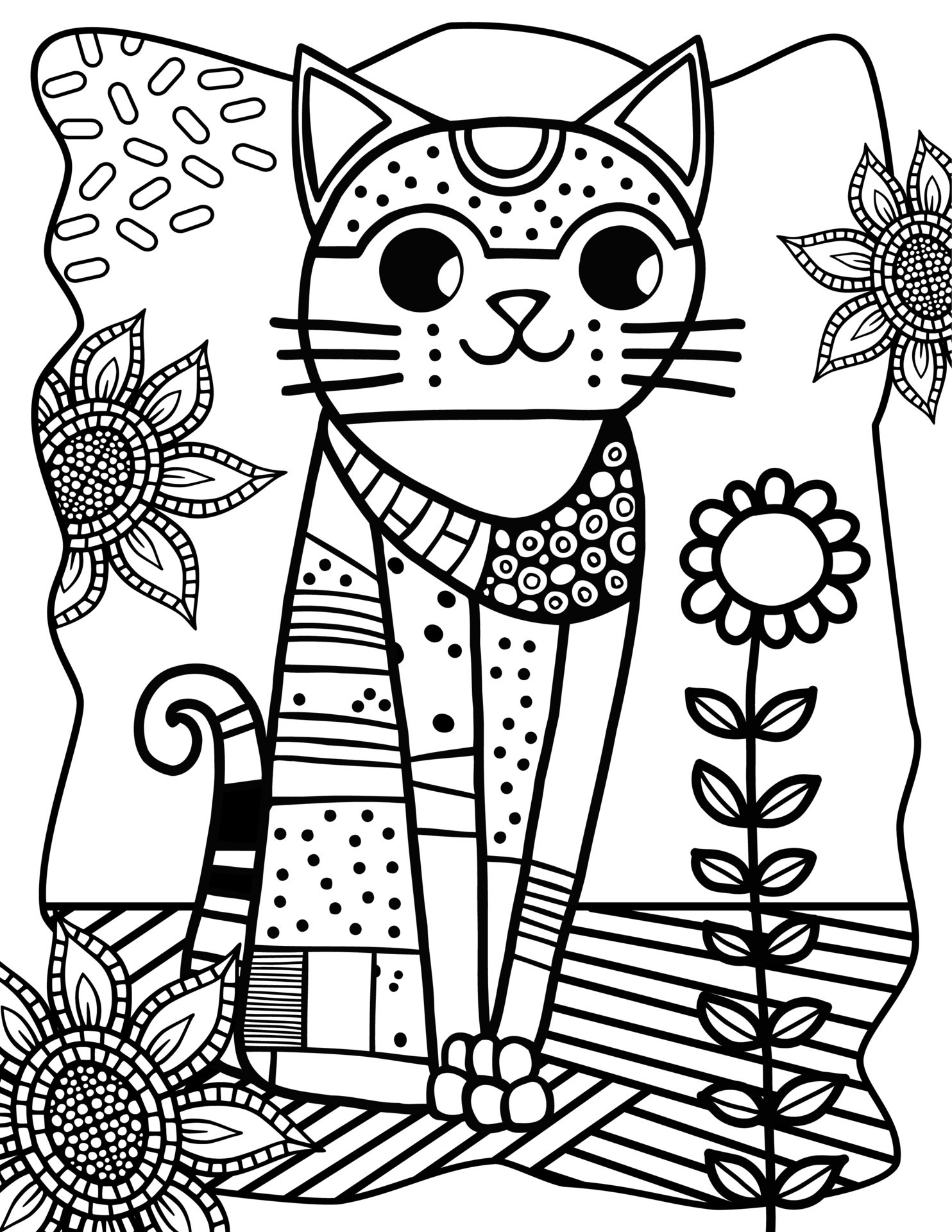 170+ Cute Cat Coloring Pages 18