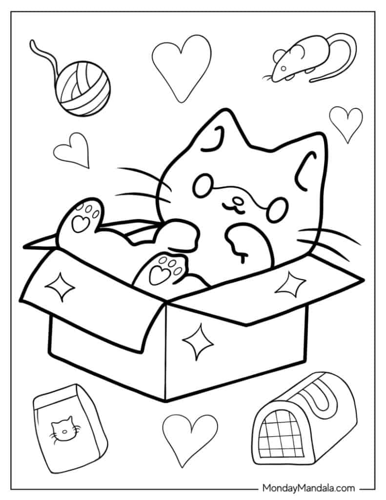 170+ Cute Cat Coloring Pages 61