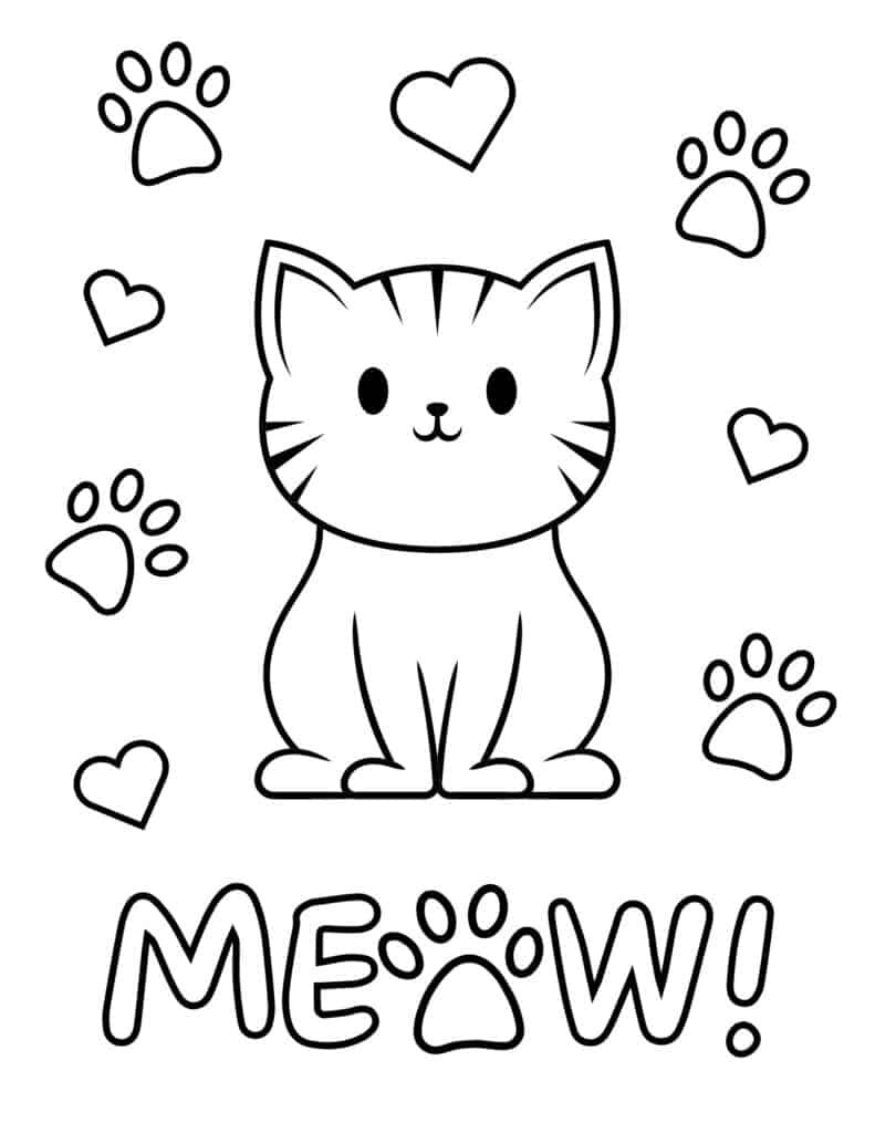 170+ Cute Cat Coloring Pages 62