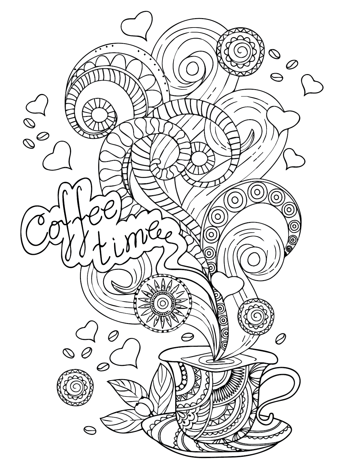 114+ Adult Coloring Pages Coffee Printable 38