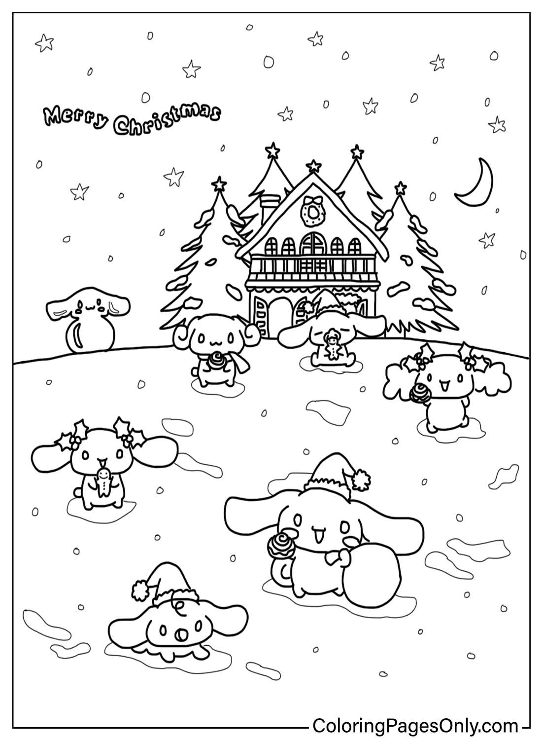 125+ Cinnamoroll Christmas Coloring Pages Printable 4