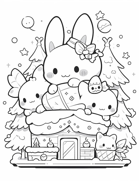 125+ Cinnamoroll Christmas Coloring Pages Printable 56