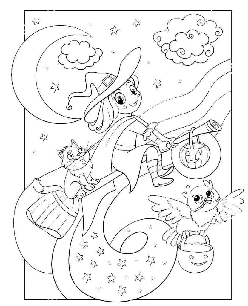 130+ Witch Coloring Page Ideas for Halloween Fun 47