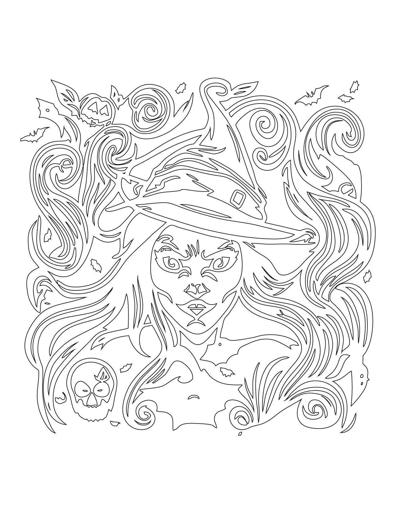 130+ Witch Coloring Page Ideas for Halloween Fun 66