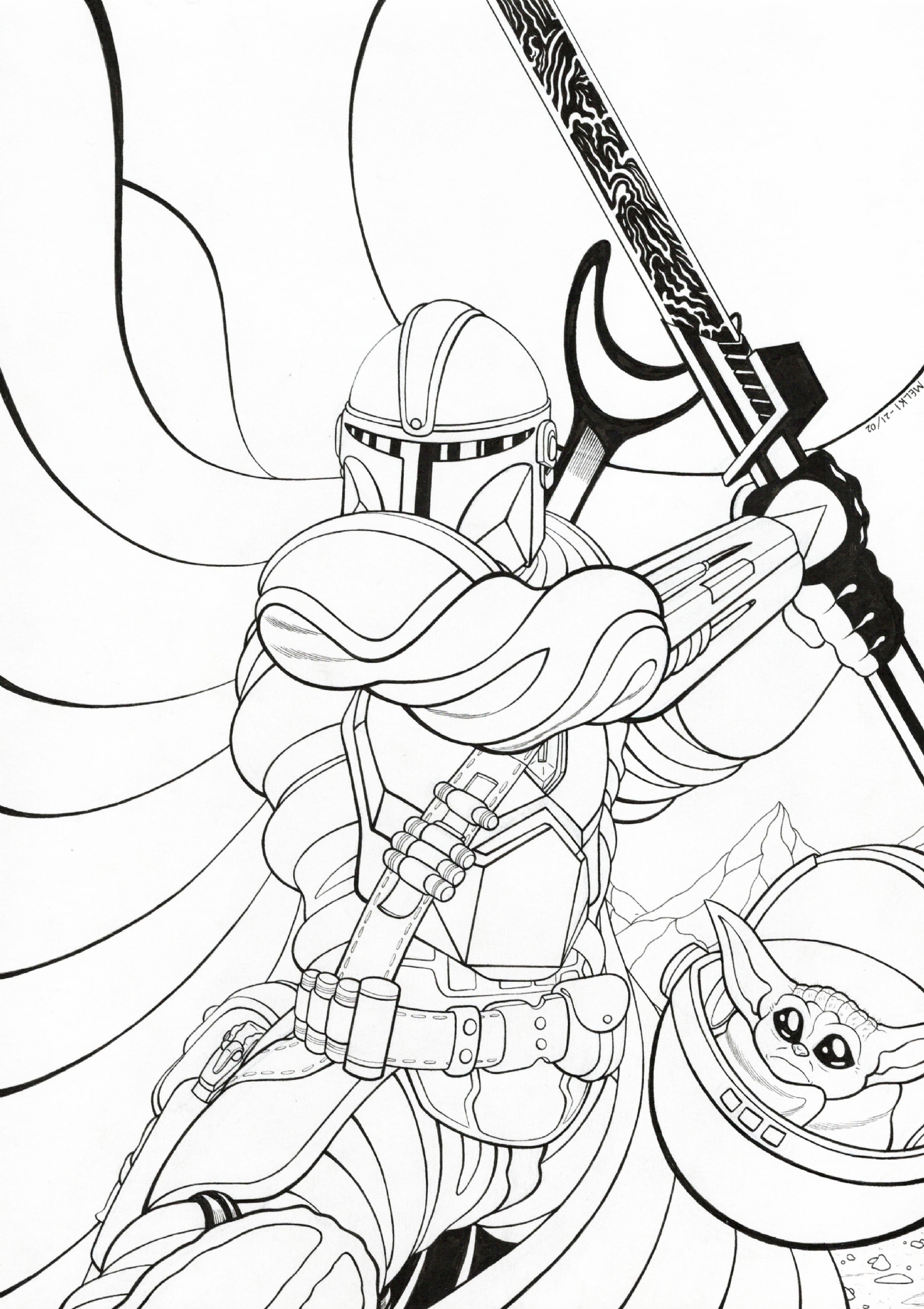 180+ Mandalorian Coloring Pages: Star Wars Coloring Fun 46