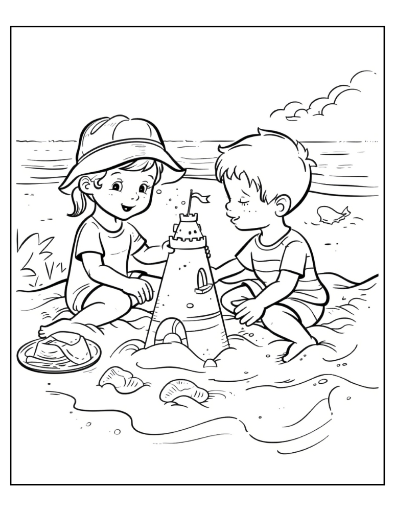 190 Sandcastle Coloring Pages Free Printable 158