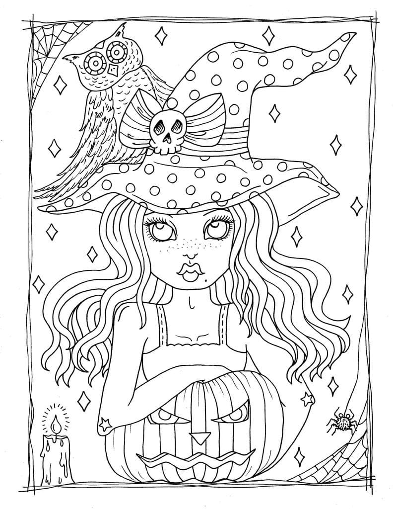 104 Witch Coloring Pages for Kids Printable 14