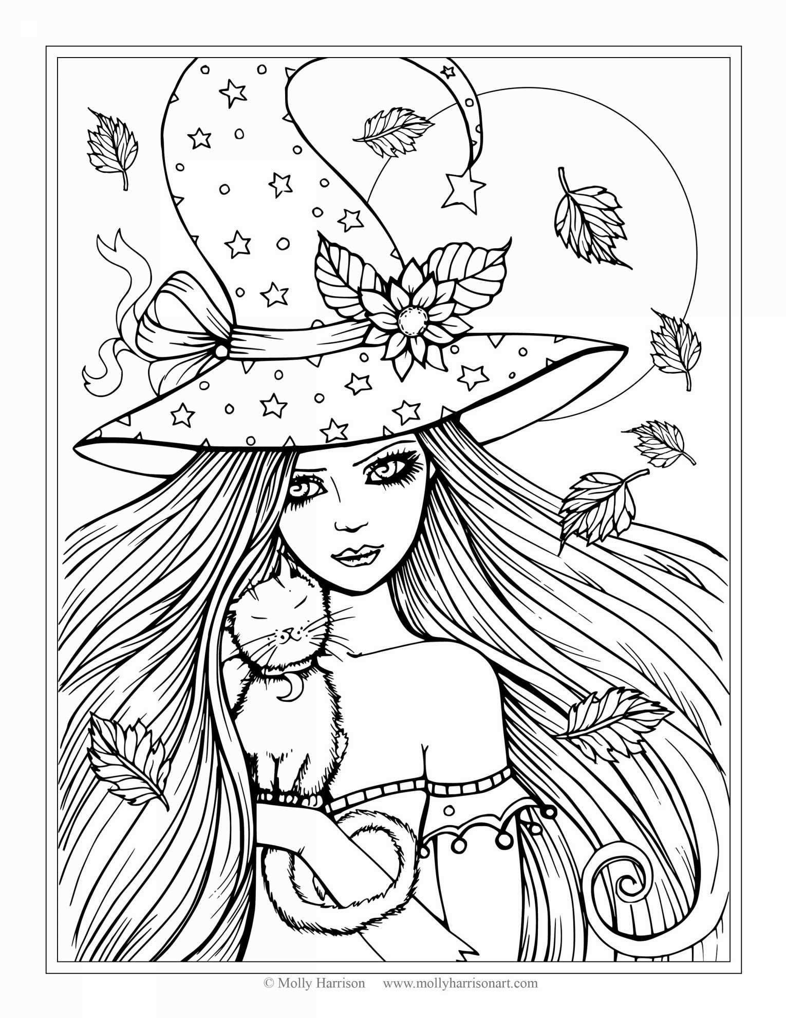 104 Witch Coloring Pages for Kids Printable 16