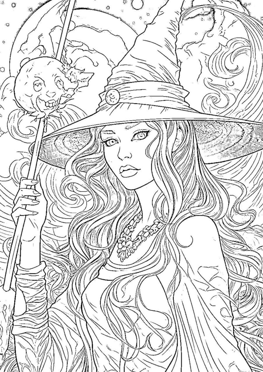 104 Witch Coloring Pages for Kids Printable 17