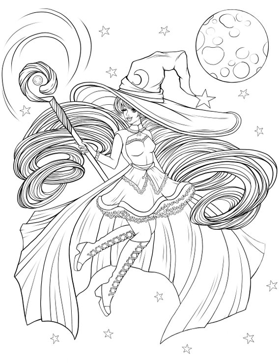 104 Witch Coloring Pages for Kids Printable 62