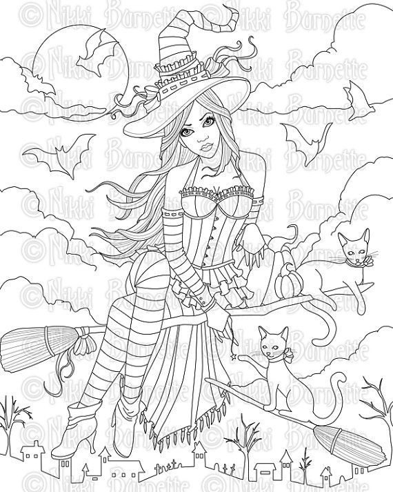 104 Witch Coloring Pages for Kids Printable 80