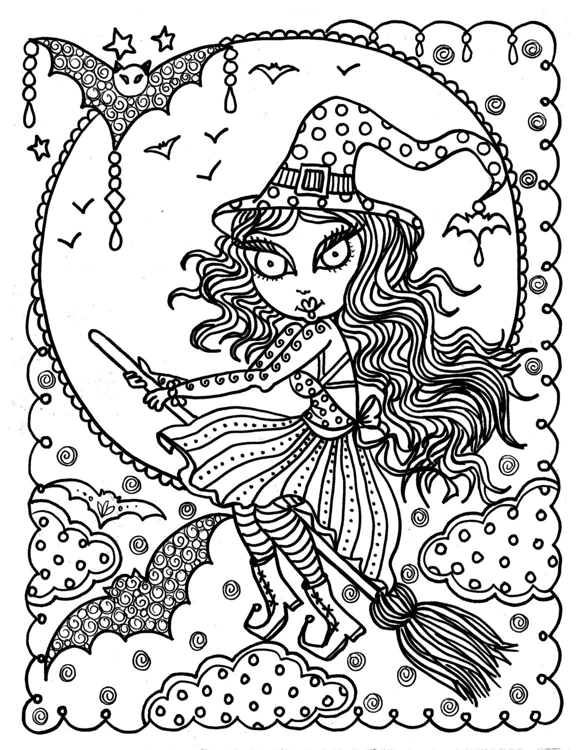 104 Witch Coloring Pages for Kids Printable 85