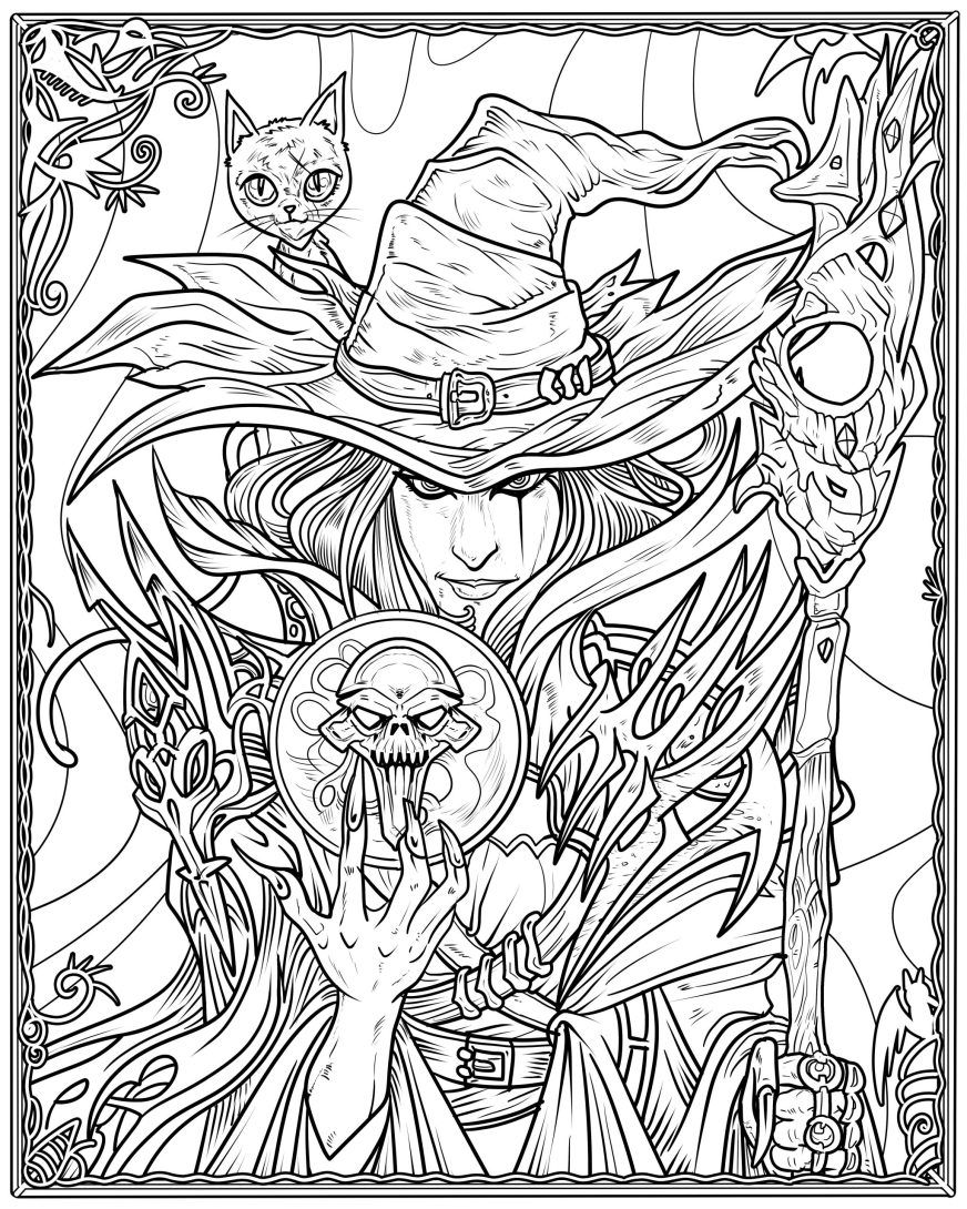 104 Witch Coloring Pages for Kids Printable 87